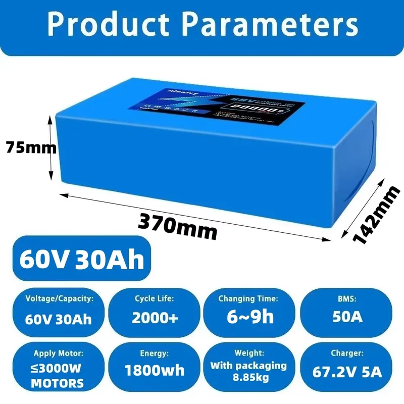 Batería de litio Aleaivy 60V 2 - 60V 30Ah Electric Scooter Battery reseña y precio