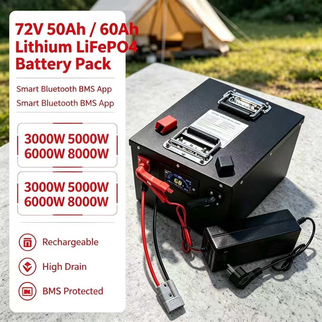 Paquete de baterías recargable - 72V 60Ah Lifepo4 Battery Pack reseña y precio